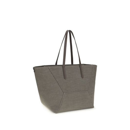 Brunello Cucinelli Brown Cotton Shoulder Bag