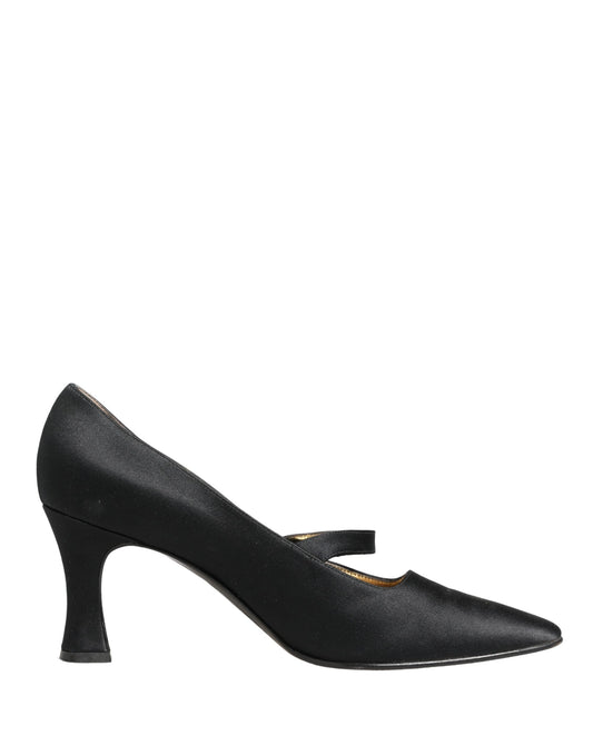 Dolce & Gabbana Black Satin Mary Jane Pumps Shoes