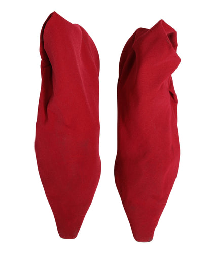 Dolce & Gabbana Red Suede Ankle Boots Shoes