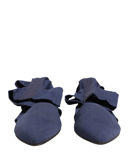 Dolce & Gabbana Blue Cotton Ankle Boots Shoes