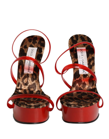 Dolce & Gabbana Red Lacquer Platform Wedge Sandals Shoes