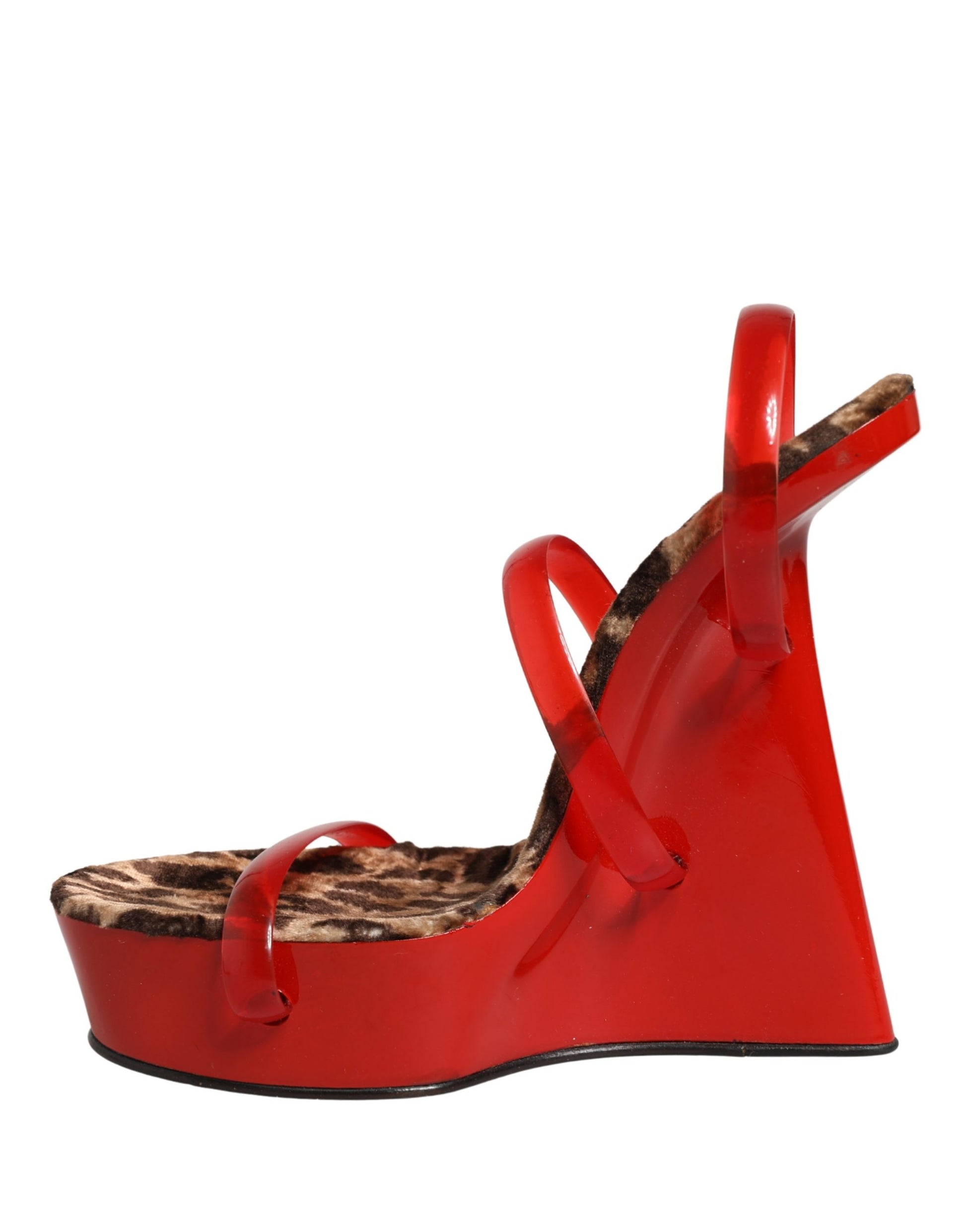Dolce & Gabbana Red Lacquer Platform Wedge Sandals Shoes