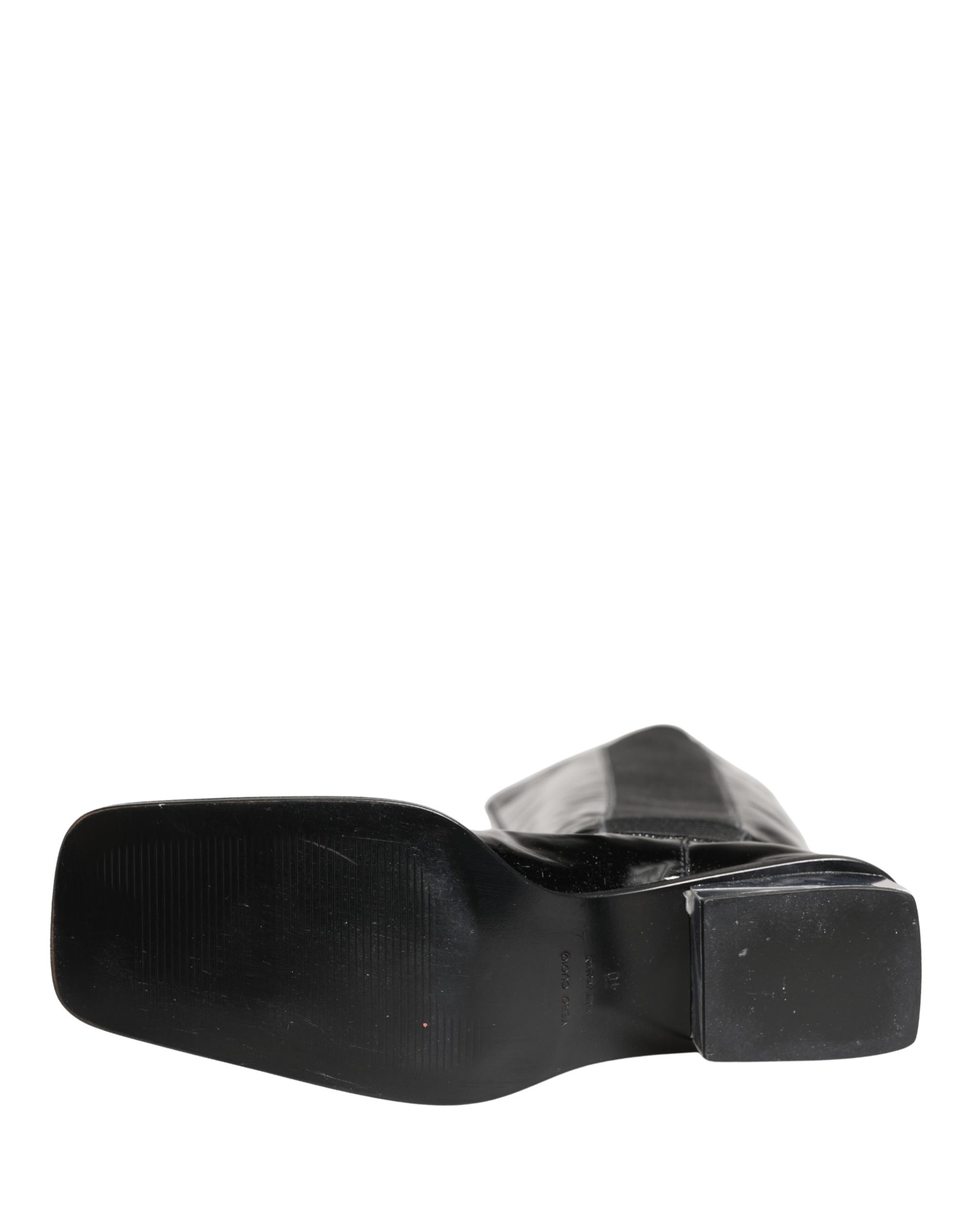 Dolce & Gabbana Black Patent Leather Knee High Boots Shoes