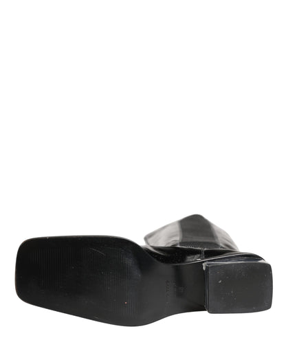 Dolce & Gabbana Black Patent Leather Knee High Boots Shoes