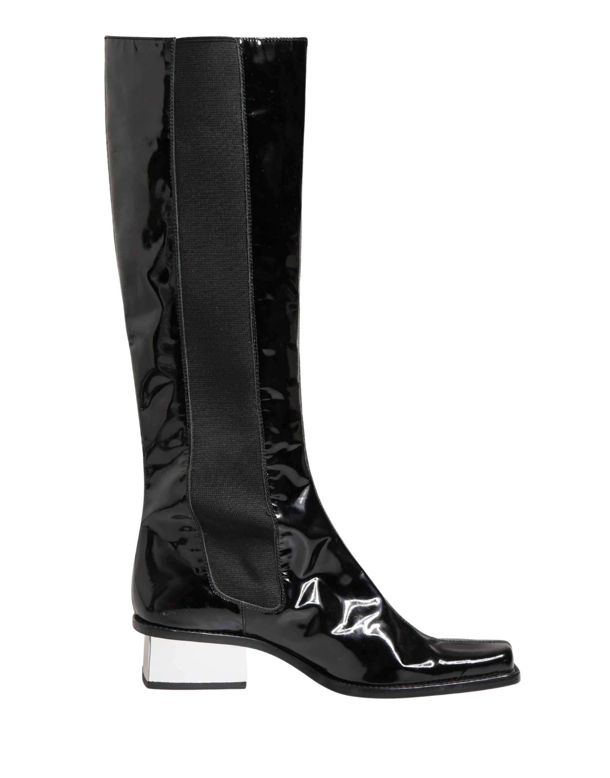 Dolce & Gabbana Black Patent Leather Knee High Boots Shoes