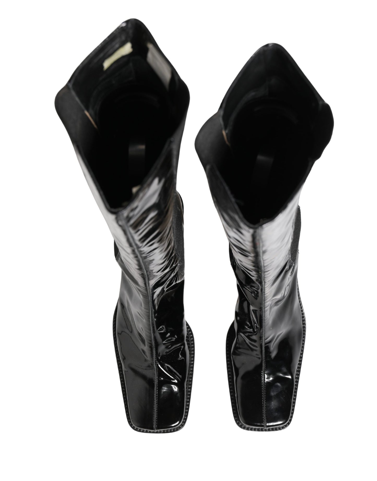 Dolce & Gabbana Black Patent Leather Knee High Boots Shoes