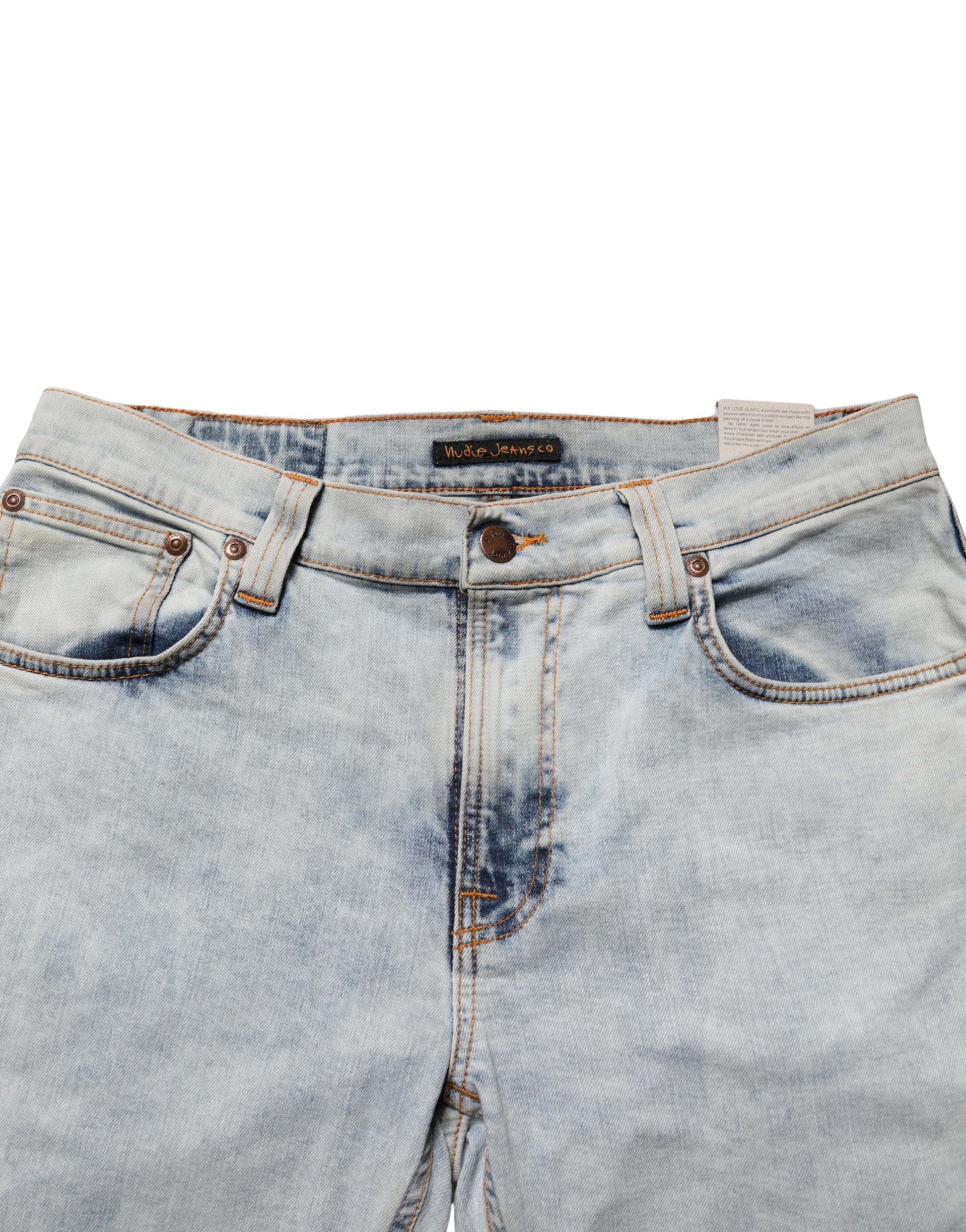 Nudie Jeans Light Blue Cotton Stretch Skinny Fit Men Denim Trouser JEANS