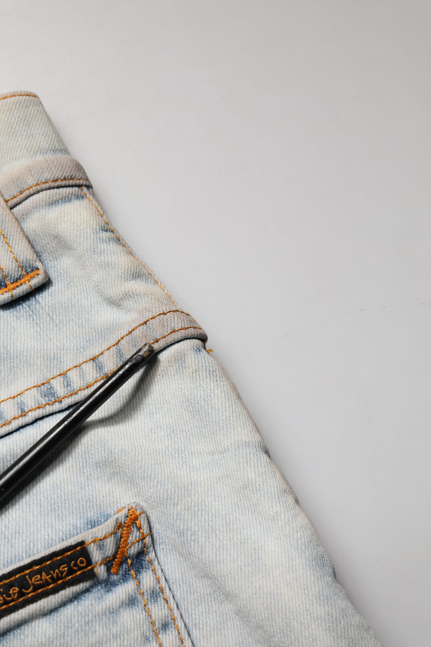 Nudie Jeans Light Blue Cotton Stretch Skinny Fit Men Denim Trouser JEANS
