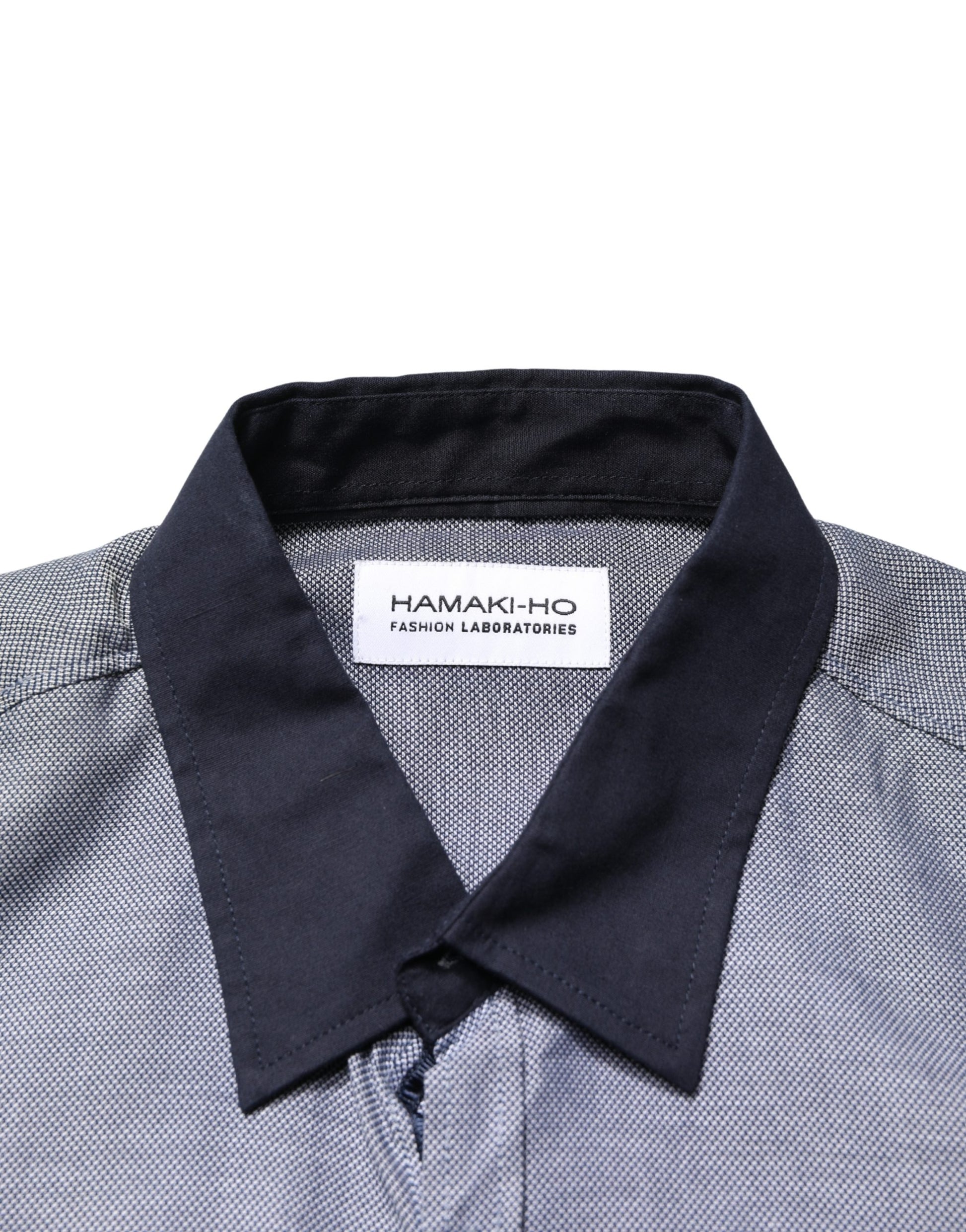 Hamaki-Ho Dark Blue Cotton Long Sleeves Collared Dress Formal Shirt