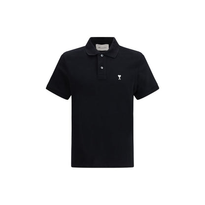 Ami Paris Black Cotton Polo Shirt