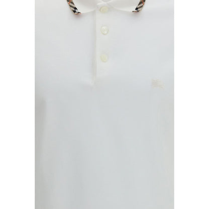 Burberry White Cotton Polo Shirt