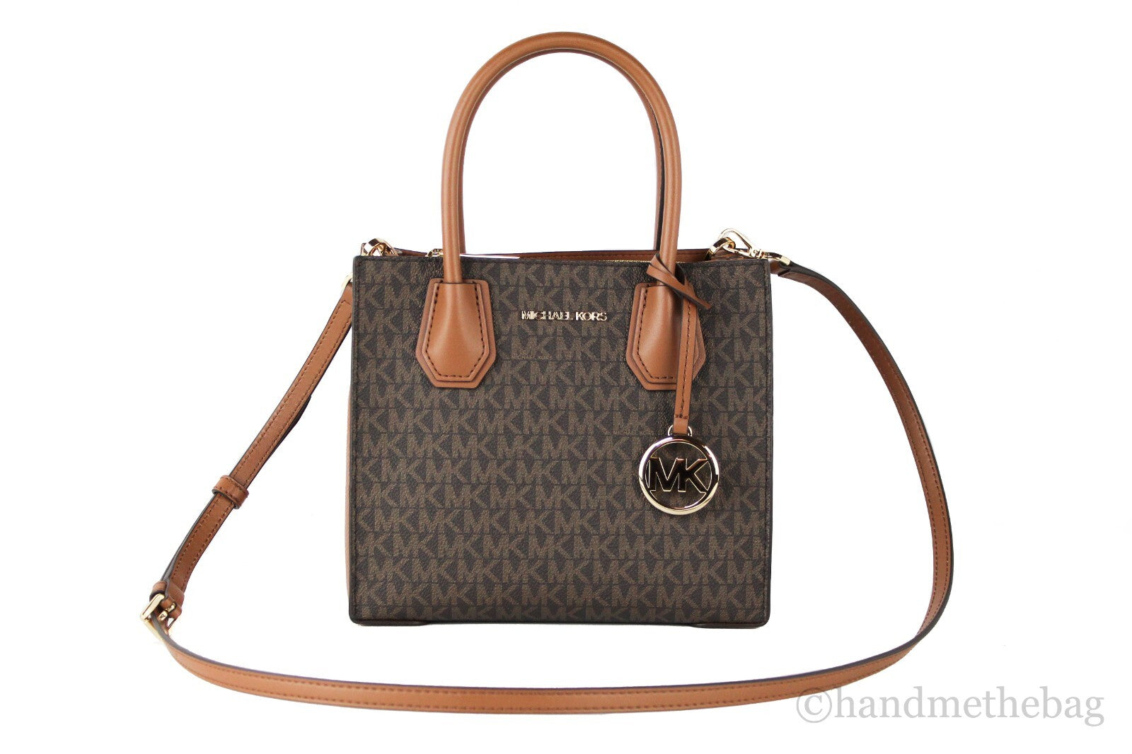 Michael Kors MICHAEL KORS Mercer 35S1GM9M2B Medium Logo And Leather Accordion Crossbody Bag In Brown