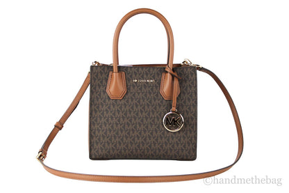 Michael Kors MICHAEL KORS Mercer 35S1GM9M2B Medium Logo And Leather Accordion Crossbody Bag In Brown