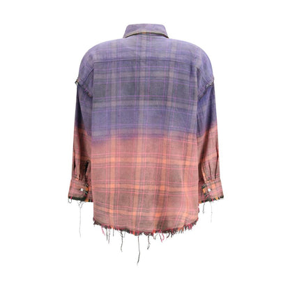 R13 Purple Cotton Pattern Shirt