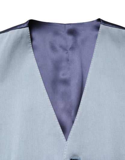 Dolce & Gabbana Gray Wool Single Breasted Men Waistcoat Vest