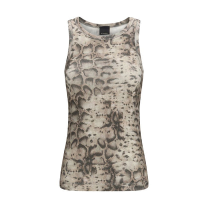 PINKO Beige Cotton Sleeveles T-Shirt