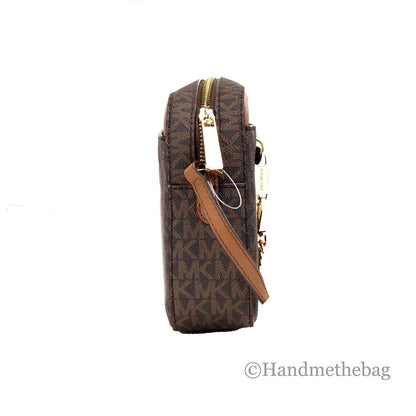Michael Kors Women'S Jet Set Signature PVC Crossbody Bag, Brown