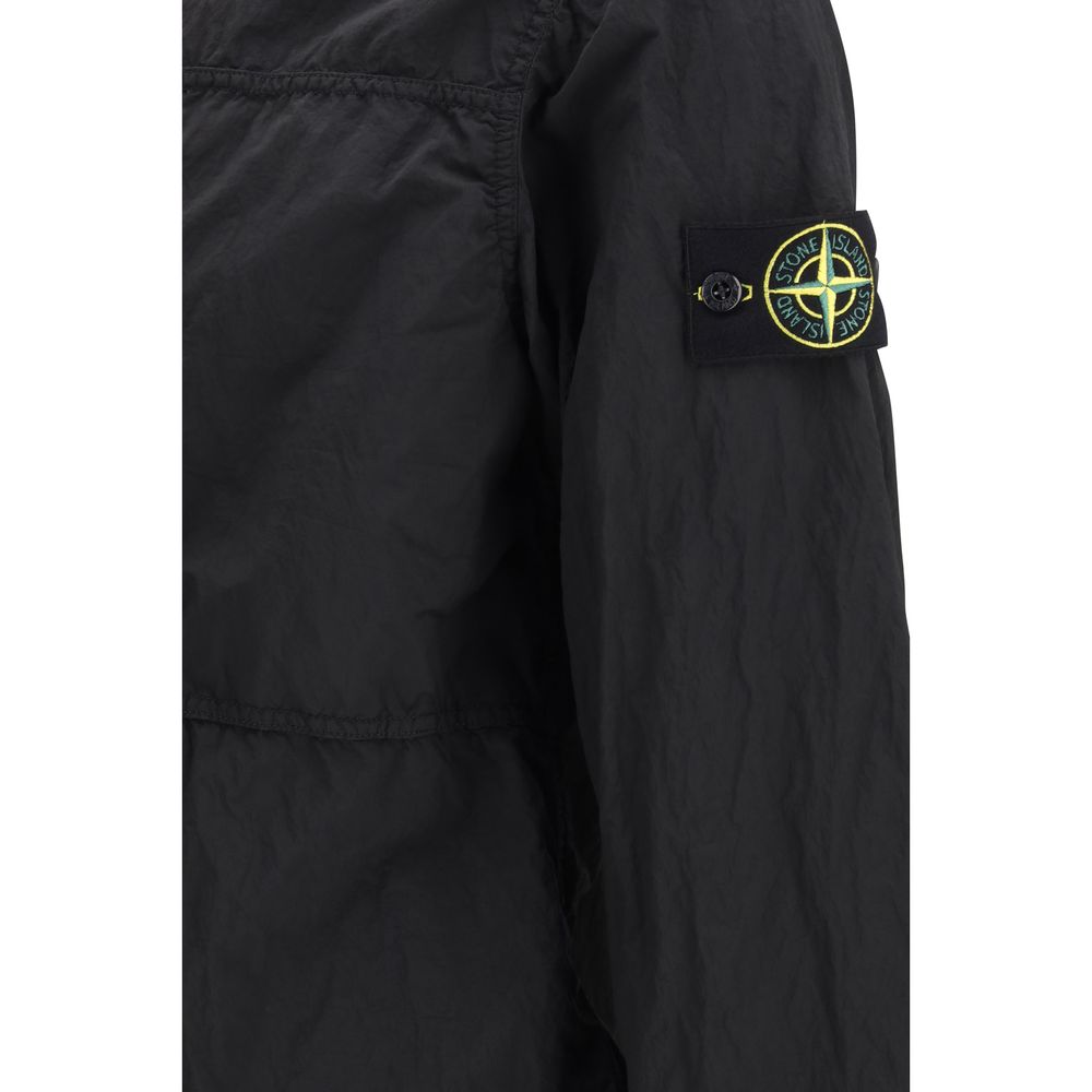 Stone Island Black Nylon Full-Length Jacket