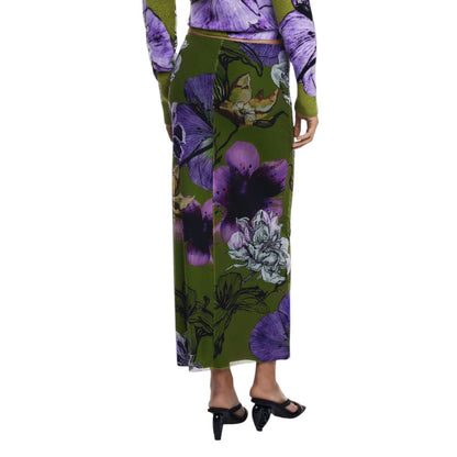 Desigual Bicolor Polyester Long Skirt
