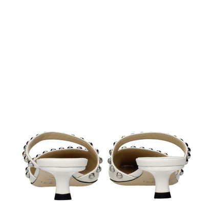 Jimmy Choo White Leather Flat Sandals