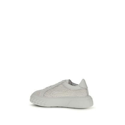 Casadei White Calf Leather Bos Taurus Chunky Sneakers