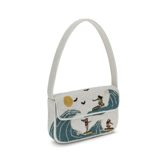 Staud White Other Fibres Shoulder Bag