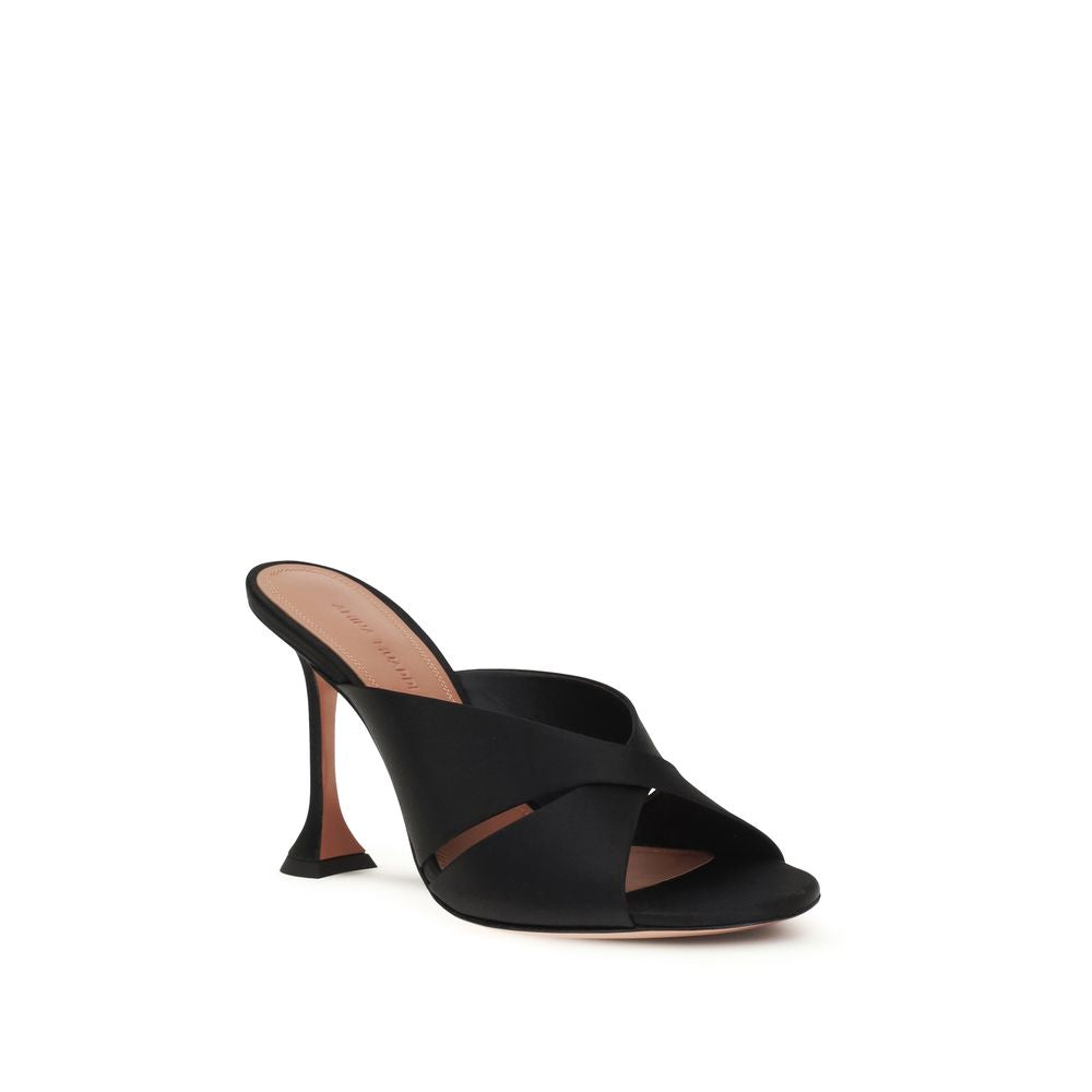 Amina Muaddi Black Silk Sandals