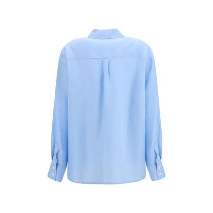 Lardini Blue Linen Dress Shirt