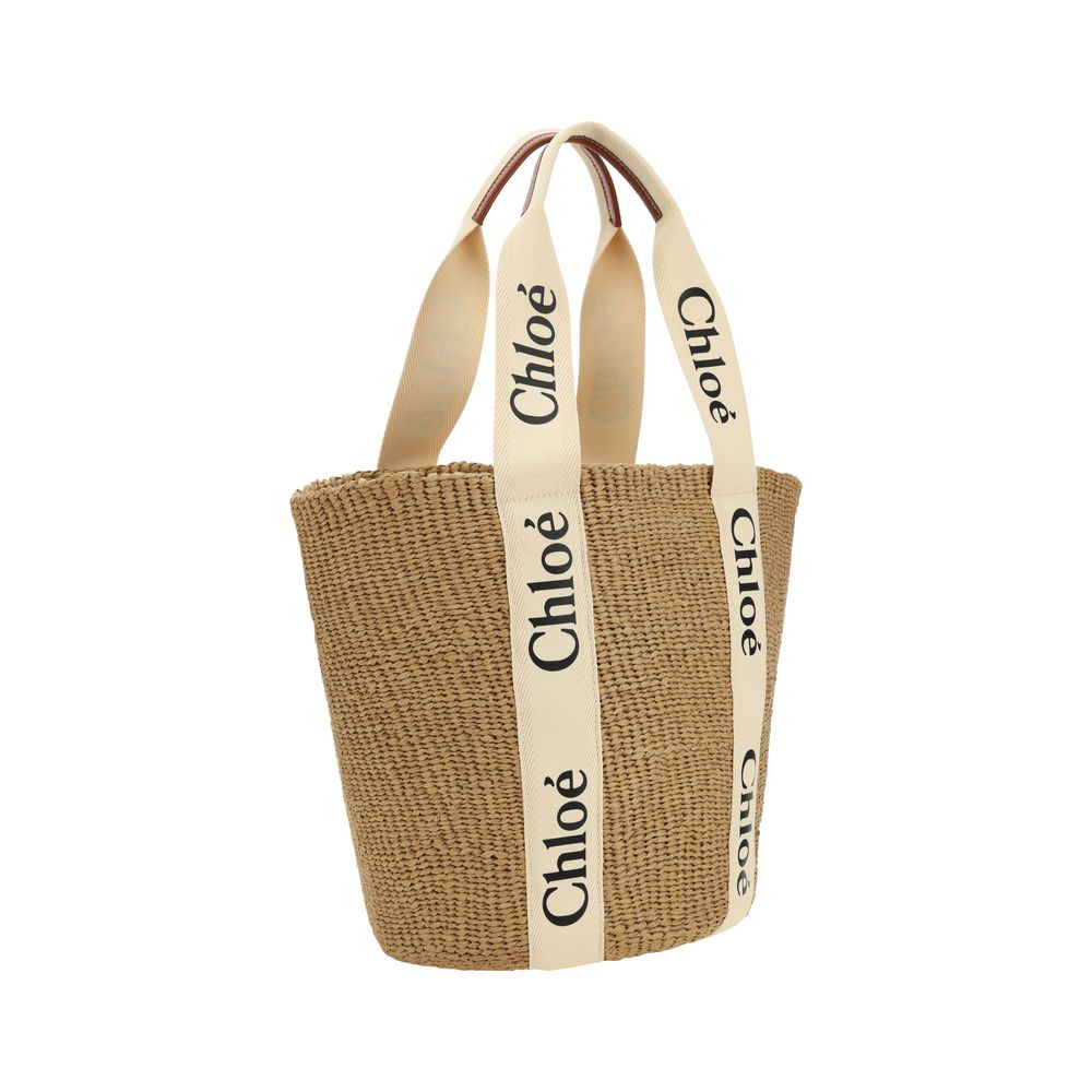 Chloé Beige Raffia Shoulder Bag