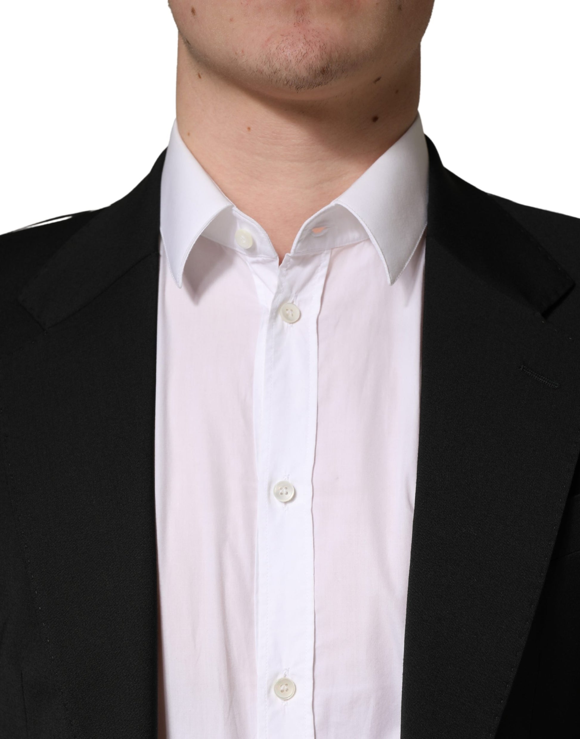 Dolce & Gabbana Black Polyester 2 Buttons Men Suit Jacket