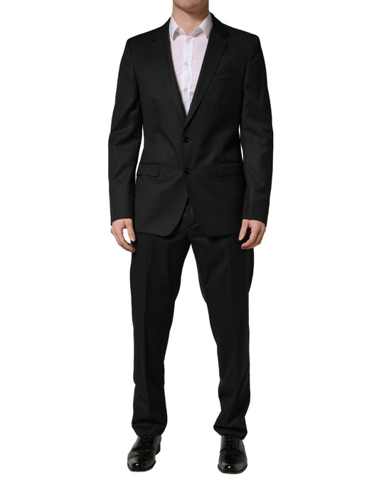 Dolce & Gabbana Black Wool 2 Buttons Formal 2 Piece Suit