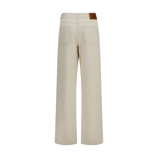 Fendi Beige Cotton Straight-Leg Jeans