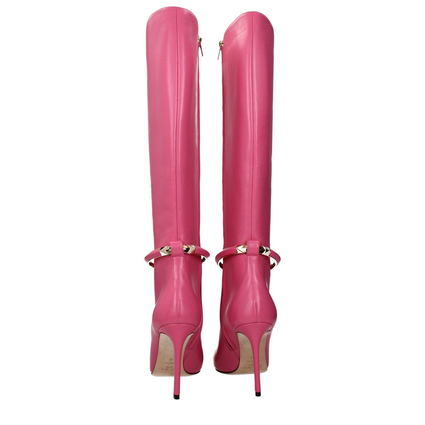 Jimmy Choo Pink Leather High Heel Boots