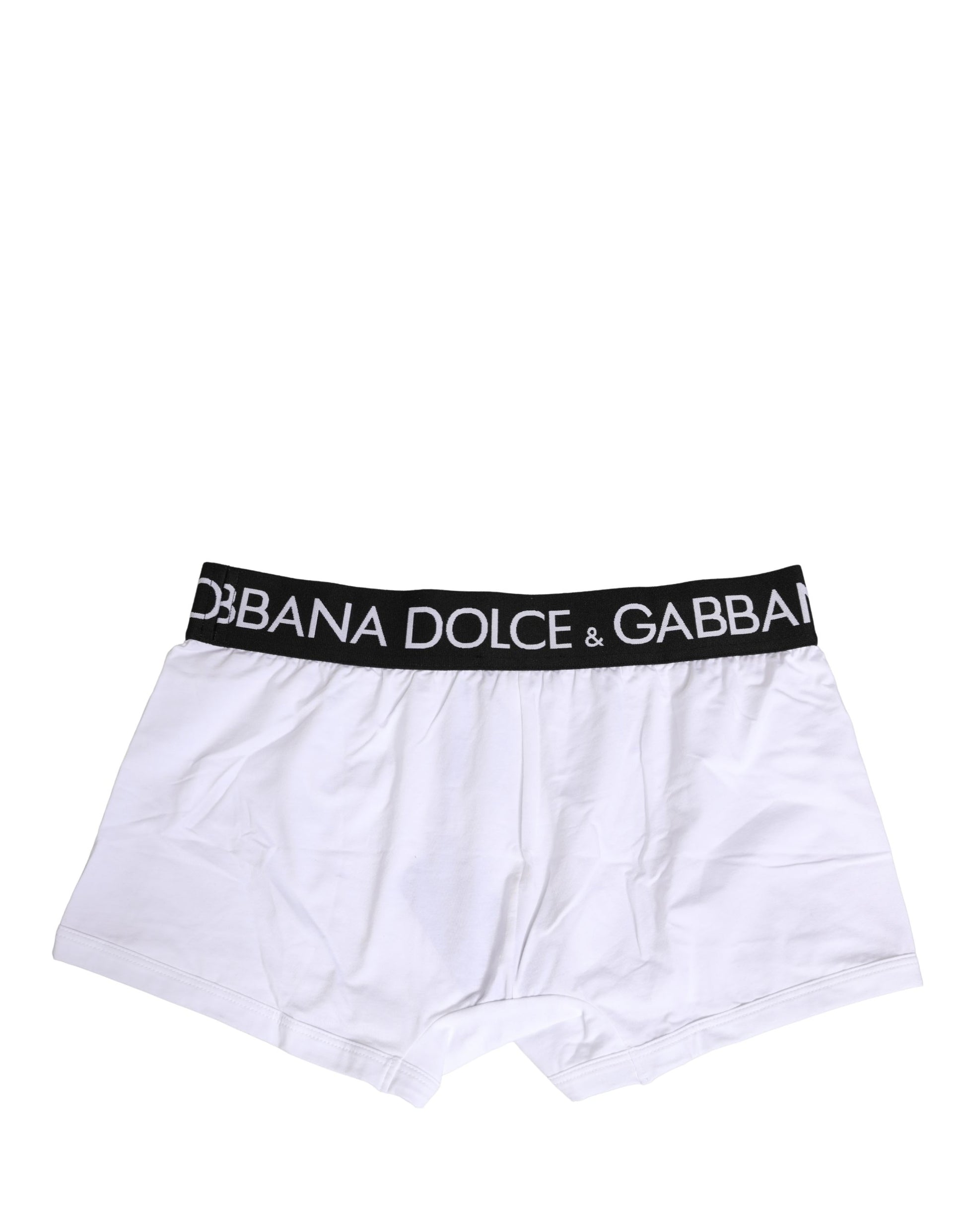 Dolce & Gabbana White Cotton Logo Waistband Boxer Shorts Underwear