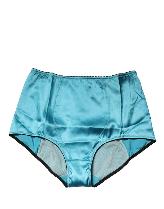 Dolce & Gabbana Blue Silk Blend High Waist Girdle Panty Underwear