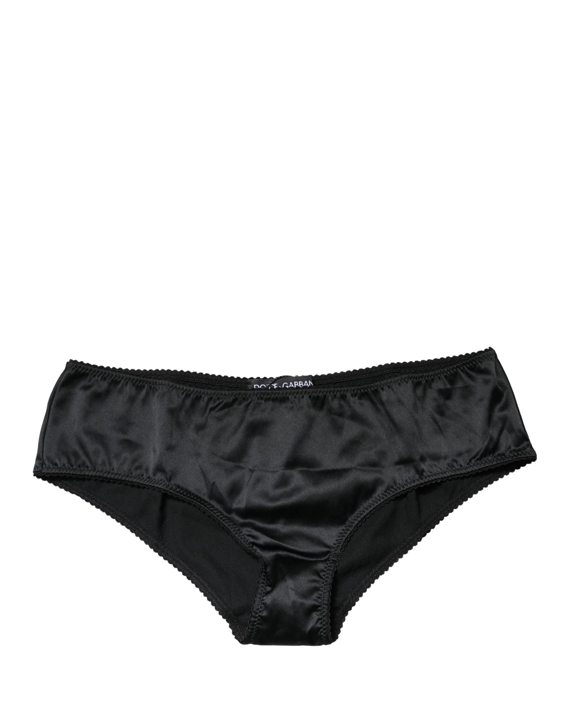 Dolce & Gabbana Black Silk Stretch Mid Waist Brief Panty Underwear