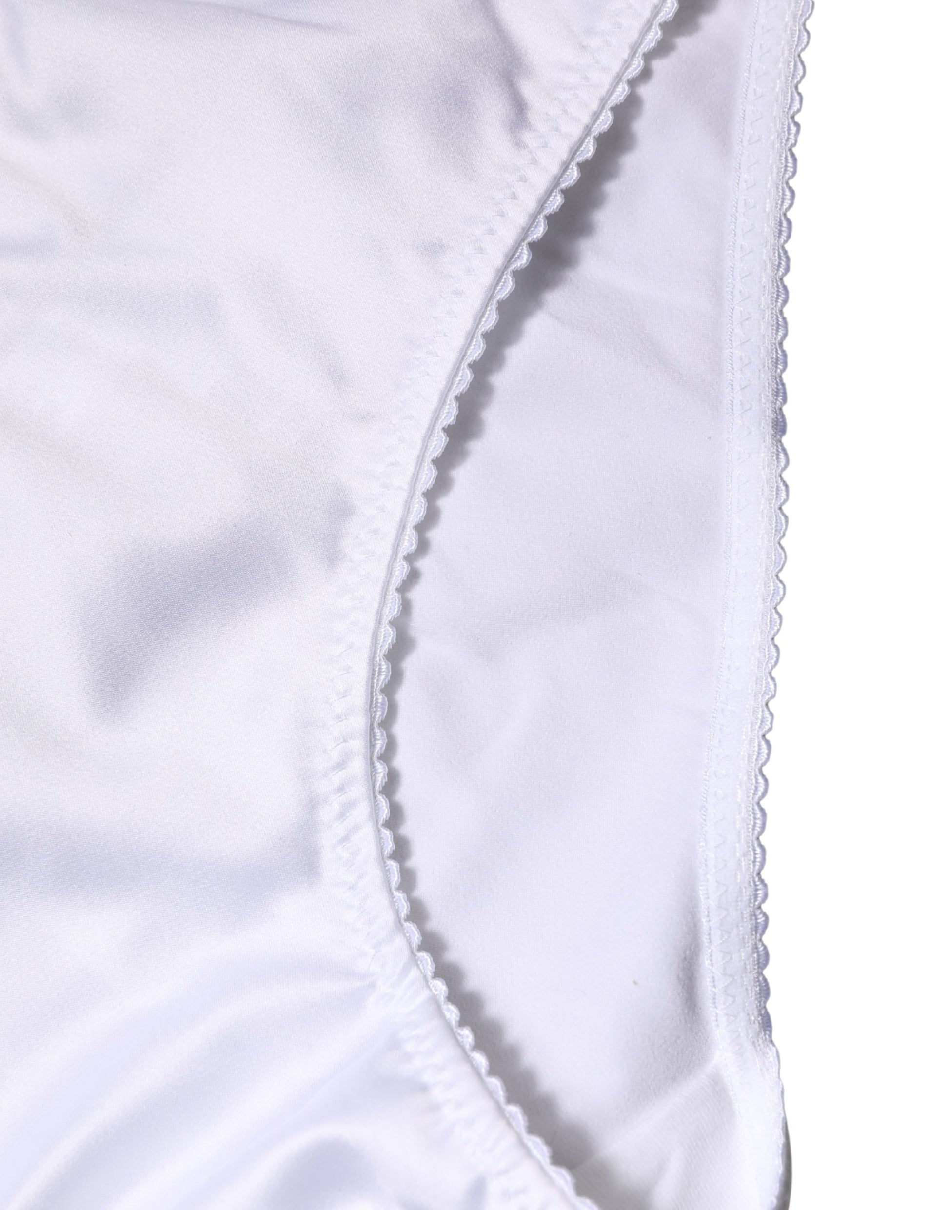 Dolce & Gabbana White Silk Stretch Mid Waist Brief Panty Underwear