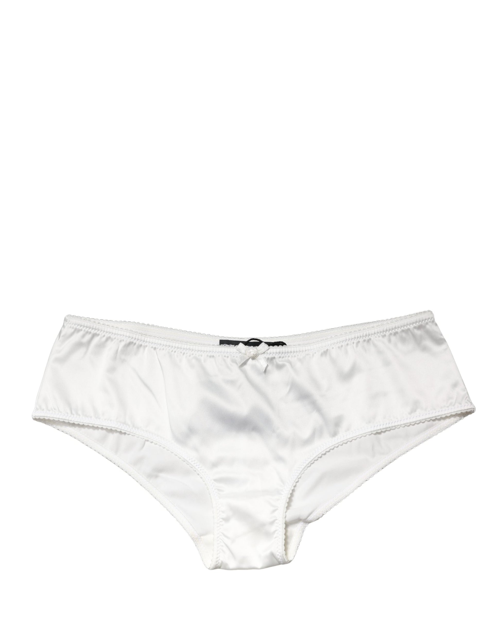 Dolce & Gabbana White Silk Stretch Mid Waist Brief Panty Underwear