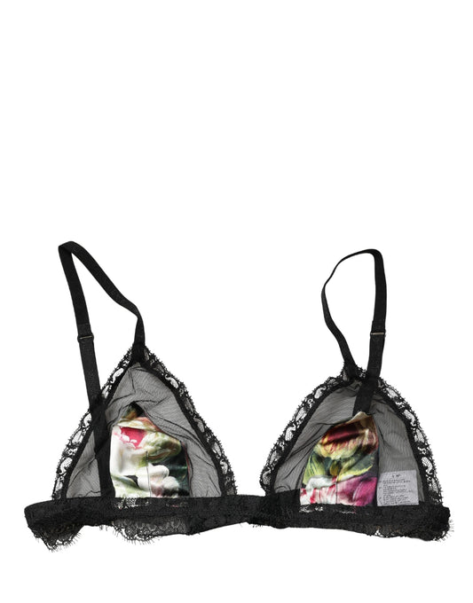 Dolce & Gabbana Black Floral Soft Cup Triangle Bra Underwear