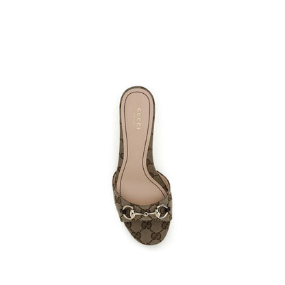 Gucci Beige Fabric Stiletto Heel Sandals