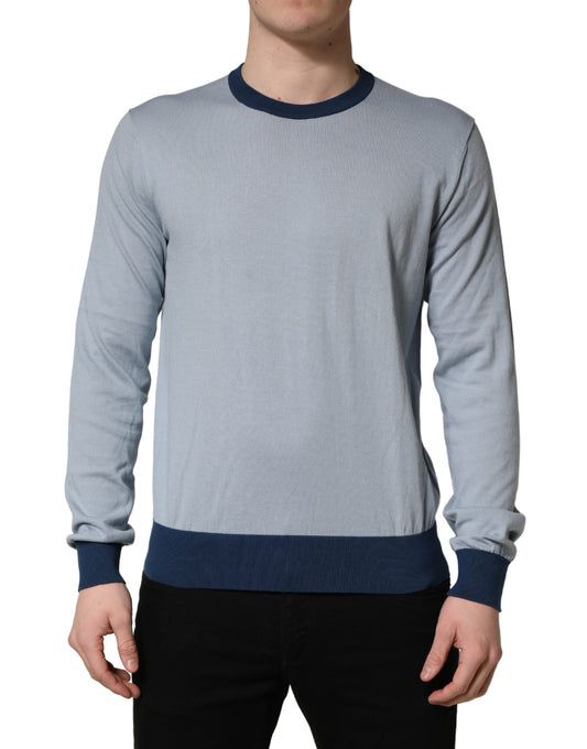 Dolce & Gabbana Blue Long Sleeves Crew Neck Pullover Sweater