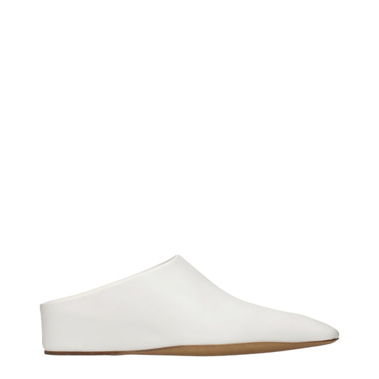 Jil Sander White Leather Slippers
