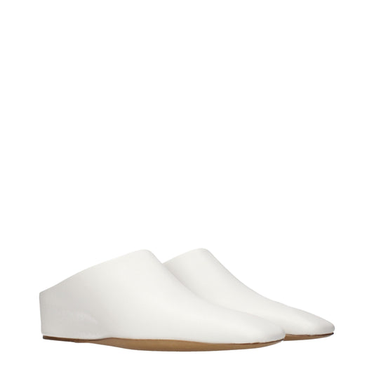 Jil Sander White Leather Slippers