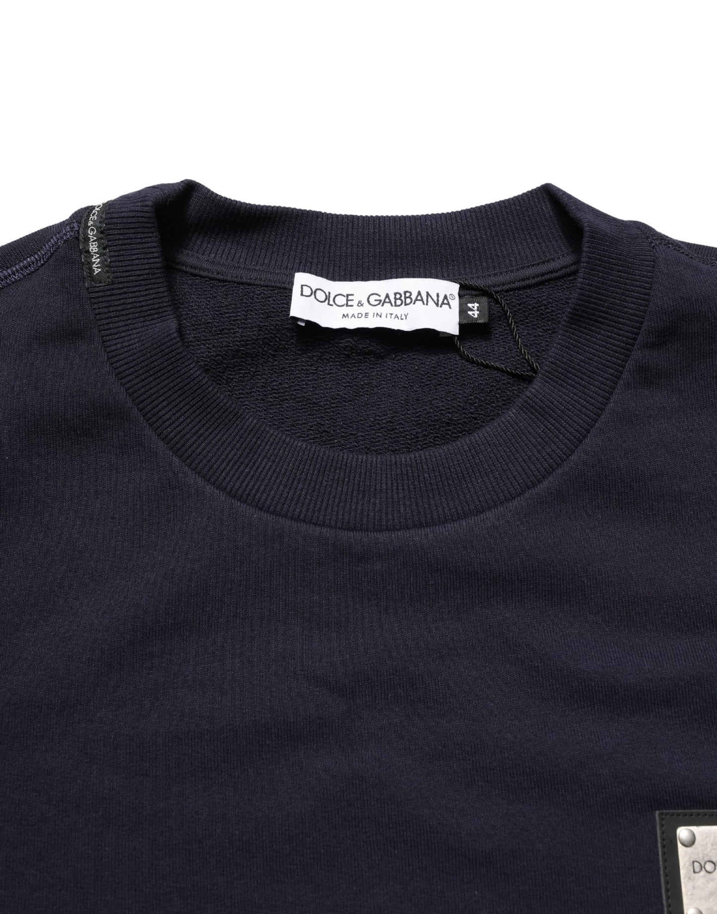 Dolce & Gabbana Black Logo Plaque Jersey Sweatshirt Cotton Sweater