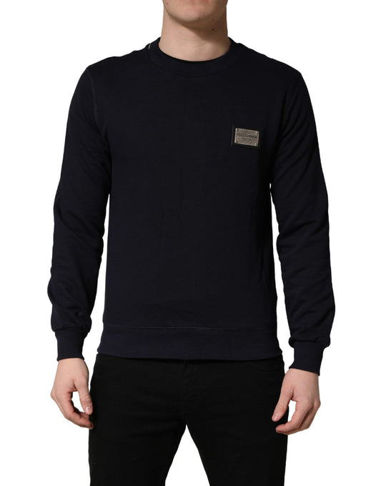 Dolce & Gabbana Black Logo Plaque Jersey Sweatshirt Cotton Sweater