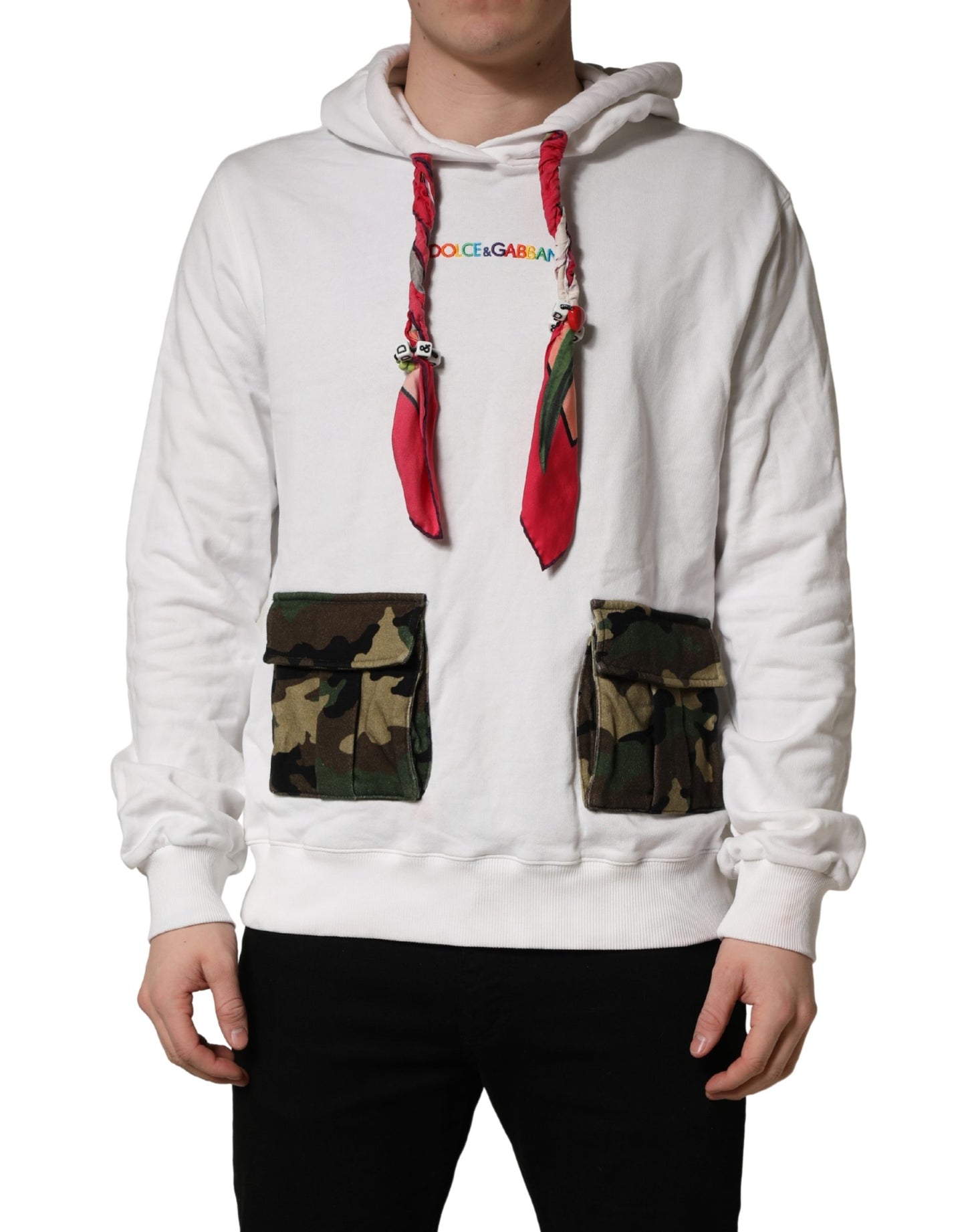 Dolce & Gabbana White Camouflage Hooded Sweatshirt Sweater
