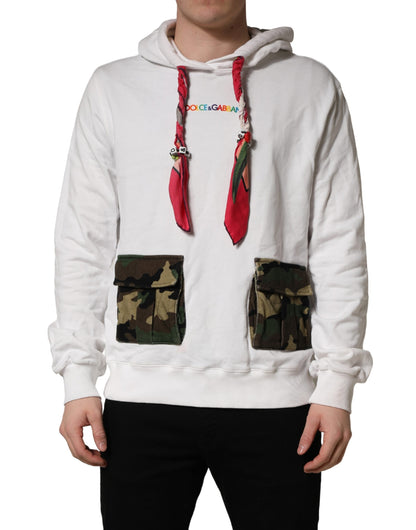 Dolce & Gabbana White Camouflage Hooded Sweatshirt Sweater