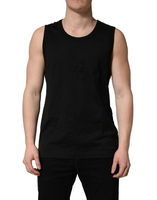 Dolce & Gabbana Black Cotton Sleeveless Men Tank Top T-shirt