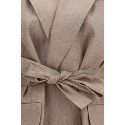 Brunello Cucinelli Beige Linen Sleveless Jacket
