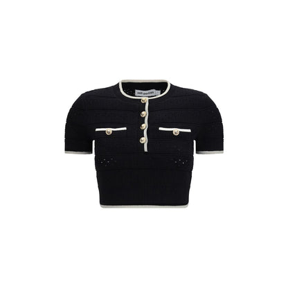 Self-Portrait Black Cotton Blouse